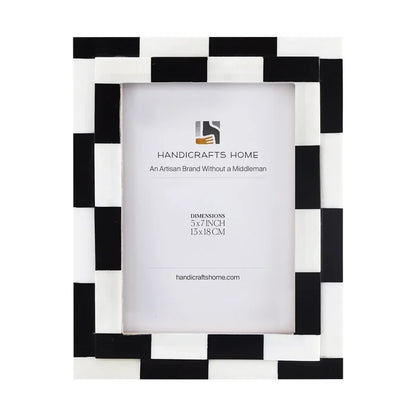 Handmade Picture Frame Silhouette Shuffled Collection Bone Inlay Multi-Color – 4x6, 5x7