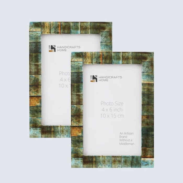 Handmade Picture Frame Verdigris Collection Bone Inlay Verdigris - 3 sizes, for tabletop or wall display