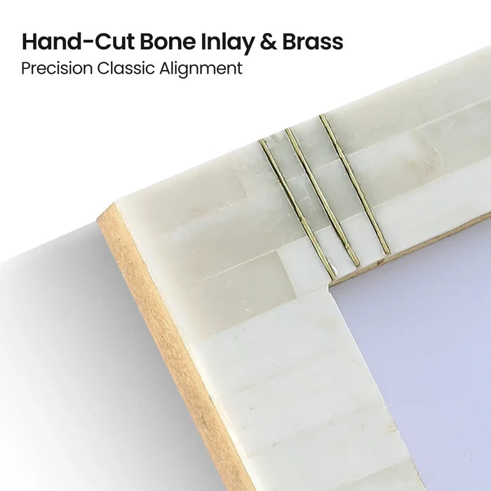 Picture Frame West Coast Barbara Collection Bone & Brass Inlay white – 2 Sizes