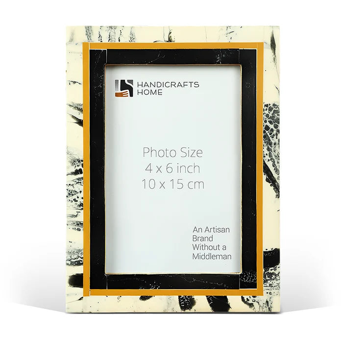 Handmade Picture Frames Abstract Ink Art Collection Resin Inlay - Black, 4x6 & 5x7, for tabletop or wall display