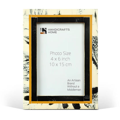 Handmade Picture Frames Abstract Ink Art Collection Resin Inlay - Black, 4x6 & 5x7, for tabletop or wall display