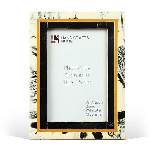 Handmade Picture Frames Abstract Ink Art Collection Resin Inlay - Black, 4x6 & 5x7, for tabletop or wall display