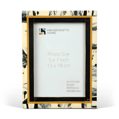 Handmade Picture Frames Abstract Ink Art Collection Resin Inlay - Black, 4x6 & 5x7, for tabletop or wall display