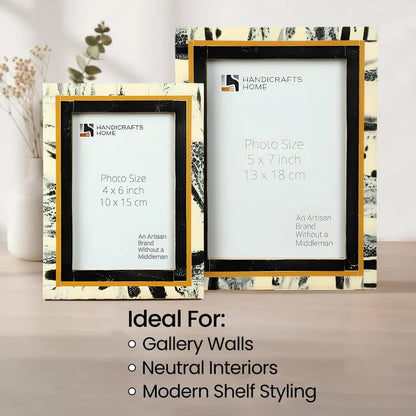 Picture Frames Abstract Ink Art Collection Resin Inlay - Black, 4x6 & 5x7