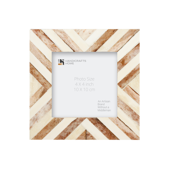 Picture Frames Chevron Collection Bone Inlay - Brown, 4" x 4"