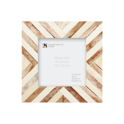 Picture Frames Chevron Collection Bone Inlay - Brown, 4" x 4"