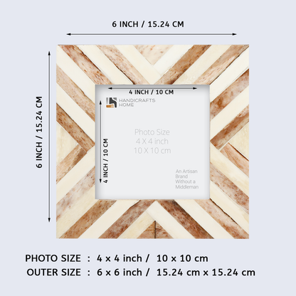 Picture Frames Chevron Collection Bone Inlay - Brown, 4" x 4"