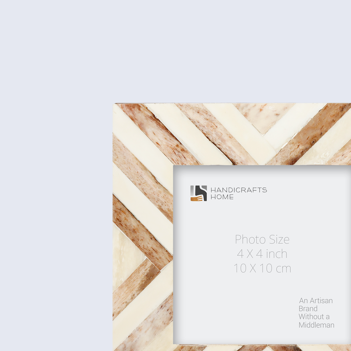 Picture Frames Chevron Collection Bone Inlay - Brown, 4" x 4"