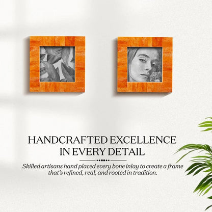 Picture Frames Classic Pattern Bone Inlay Combo 4"x4", Orange