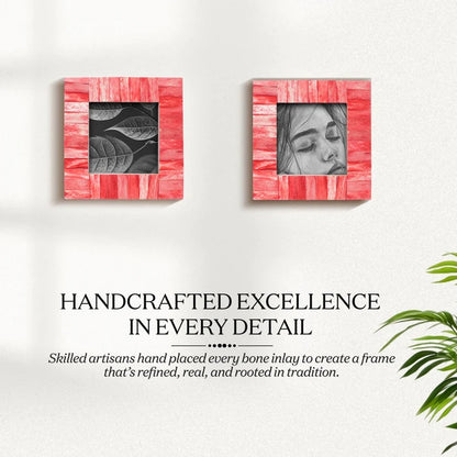 Picture Frames Classic Pattern Bone Inlay Combo 4"x4", Red