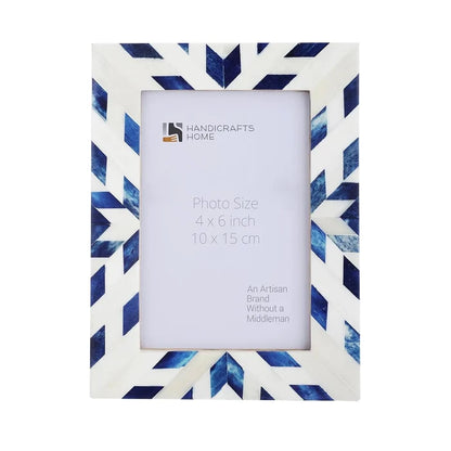 Handmade Picture Frames Hypno Frost Collection Bone Inlay White-Blue, 3 Sizes, for tabletop or wall display