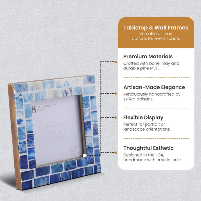 Picture Frames Indigo Pattern Bone Inlay 4" x 4"