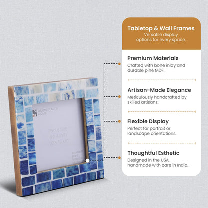 Picture Frames Indigo Pattern Bone Inlay 4" x 4"