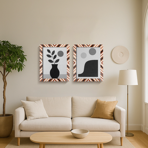 Handmade Picture Frames Marquet Cosmo Pattern Resin Inlay Collection in 8 Sizes, for tabletop or wall display