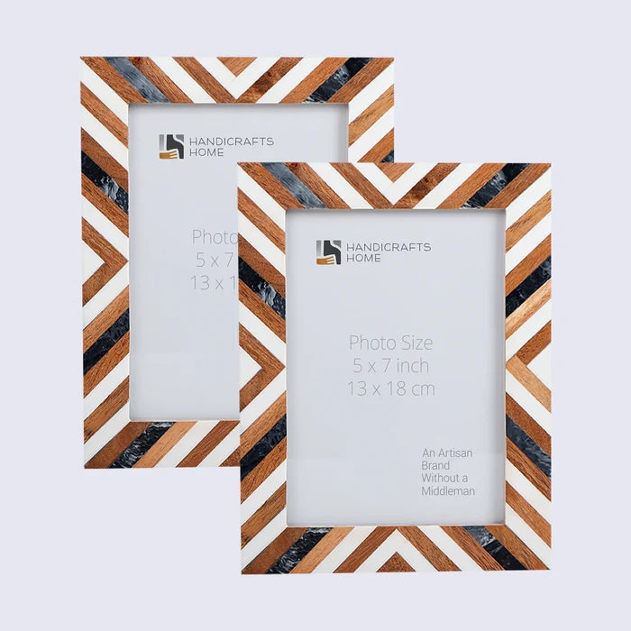 Handmade Picture Frames Marquet Cosmo Pattern Resin Inlay Collection in 8 Sizes, for tabletop or wall display