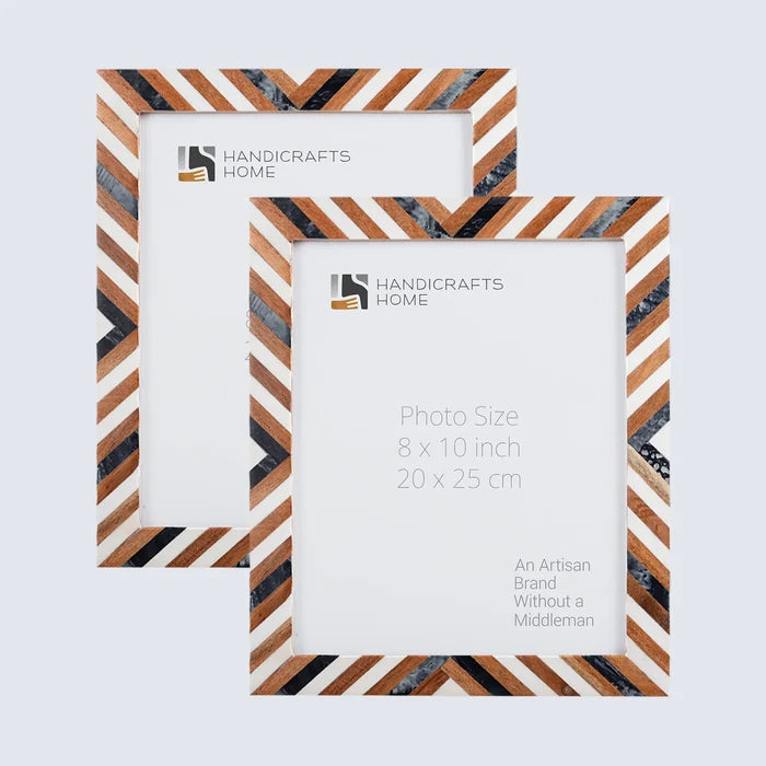 Handmade Picture Frames Marquet Cosmo Pattern Resin Inlay Collection in 8 Sizes, for tabletop or wall display