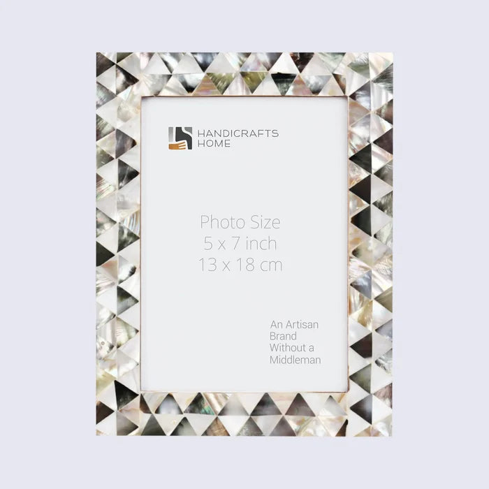 Handmade Picture Frames Pearlescent Abyss Collection Mother of Pearl White 3 Sizes, for tabletop or wall display