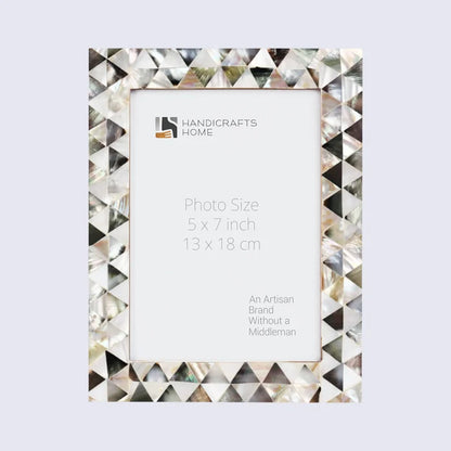Handmade Picture Frames Pearlescent Abyss Collection Mother of Pearl White 3 Sizes, for tabletop or wall display