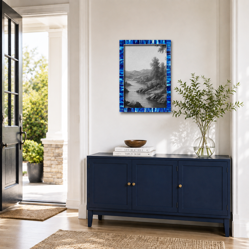 Handmade Poster Frame Classic Blue Bone Inlay, 20 Sizes, for wall display