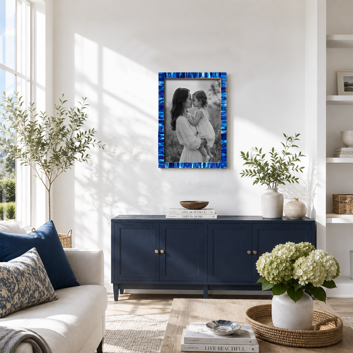 Handmade Poster Frame Classic Blue Bone Inlay, 20 Sizes, for wall display