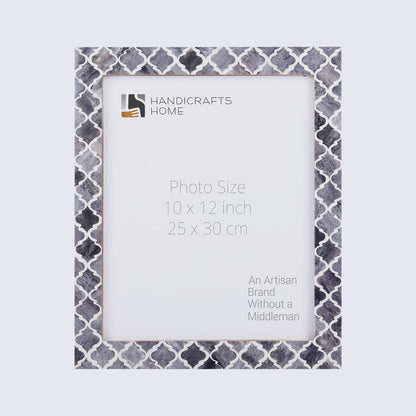 Handmade Poster Frames Moroccan Pattern Bone & Resin Inlay, Grey, 15 Sizes, for wall display