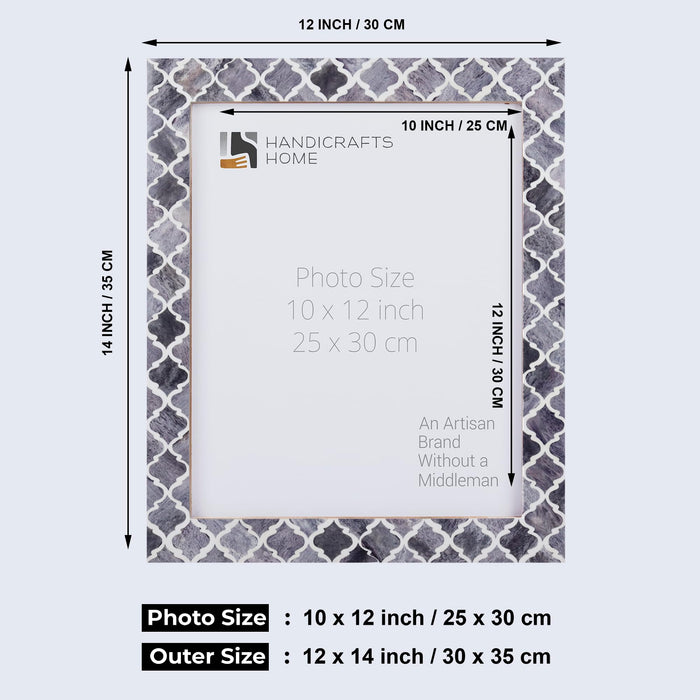 Handmade Poster Frames Moroccan Pattern Bone & Resin Inlay, Grey, 15 Sizes, for wall display