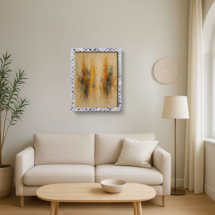 Handmade Poster Frames Moroccan Pattern Bone & Resin Inlay, Grey, 15 Sizes, for wall display