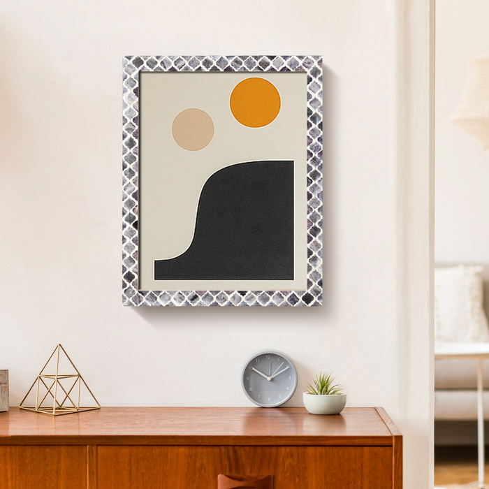 Handmade Poster Frames Moroccan Pattern Bone & Resin Inlay, Grey, 15 Sizes, for wall display