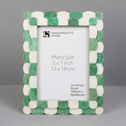 Handmade Pre Order Picture Frame Scalloped Pattern Bone Inlay Collection Green, 2 Sizes