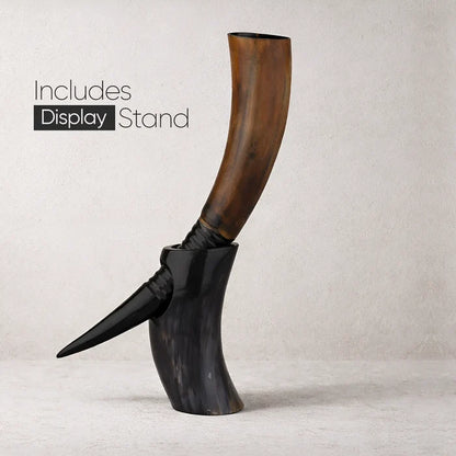 Real Ox Horn Drinking Horn with Stand 16 oz Beer Mug Gift