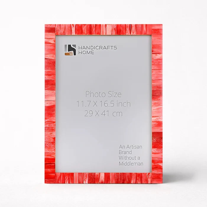 Handmade Red Bone Inlay Poster Frame Linear Mosaic Decor 23 Sizes, for wall display