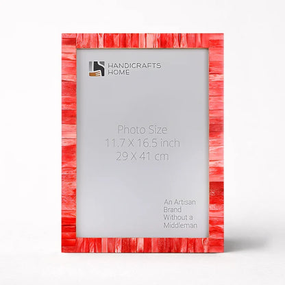 Handmade Red Bone Inlay Poster Frame Linear Mosaic Decor 23 Sizes, for wall display