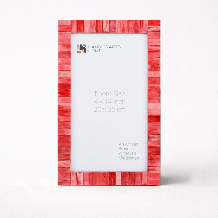 Handmade Red Bone Inlay Poster Frame Linear Mosaic Decor 23 Sizes, for wall display
