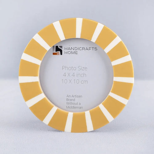 Handmade Resin Inlay Picture Frames - Amber Ray 4" Round Photo Frame, for tabletop or wall display