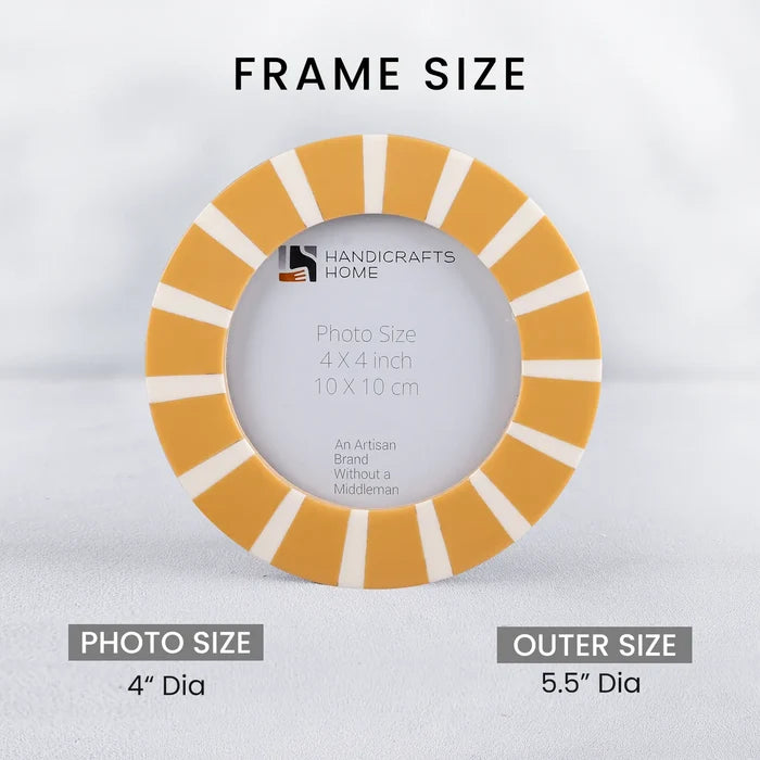 Resin Inlay Picture Frames | Amber Ray 4" Round Photo Frame