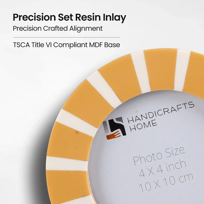 Resin Inlay Picture Frames | Amber Ray 4" Round Photo Frame