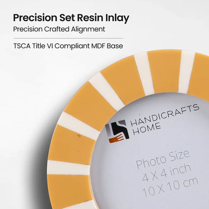 Resin Inlay Picture Frames | Amber Ray 4" Round Photo Frame