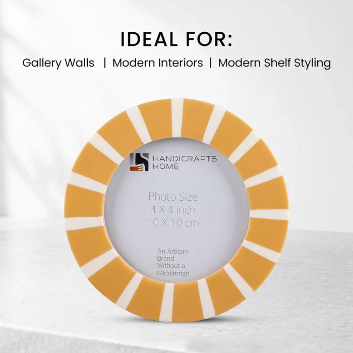 Resin Inlay Picture Frames | Amber Ray 4" Round Photo Frame