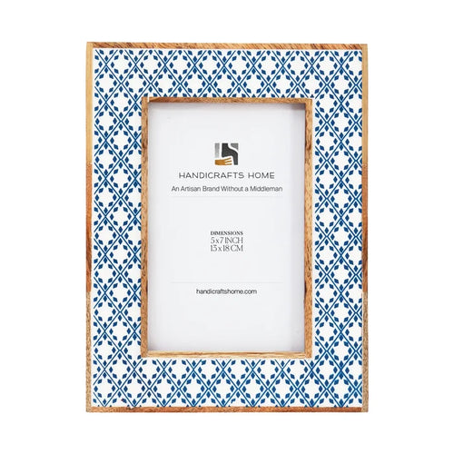 Handmade Rhythm Diamond Picture Frame Blue Resin Inlay 4x6 5x7 8x10, for tabletop or wall display