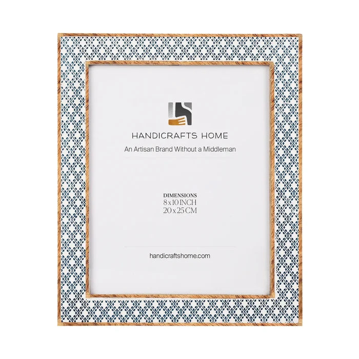 Handmade Rhythm Diamond Picture Frame Blue Resin Inlay 4x6 5x7 8x10, for tabletop or wall display