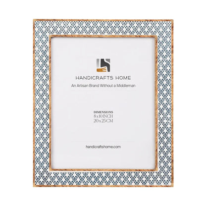 Handmade Rhythm Diamond Picture Frame Blue Resin Inlay 4x6 5x7 8x10, for tabletop or wall display
