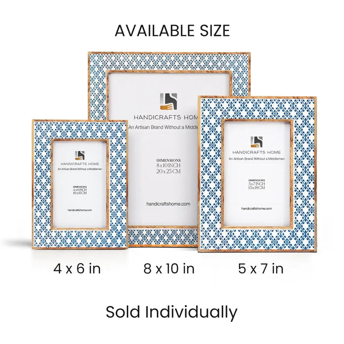 Rhythm Diamond Picture Frame Blue Resin Inlay 4x6 5x7 8x10