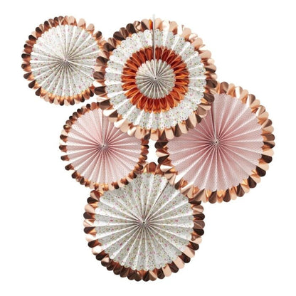 Rose Gold Floral Paper Fan Decorations
