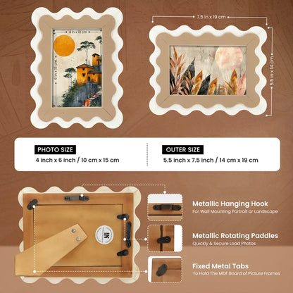 Scalloped Resin Inlay Picture Frame, Brown & White
