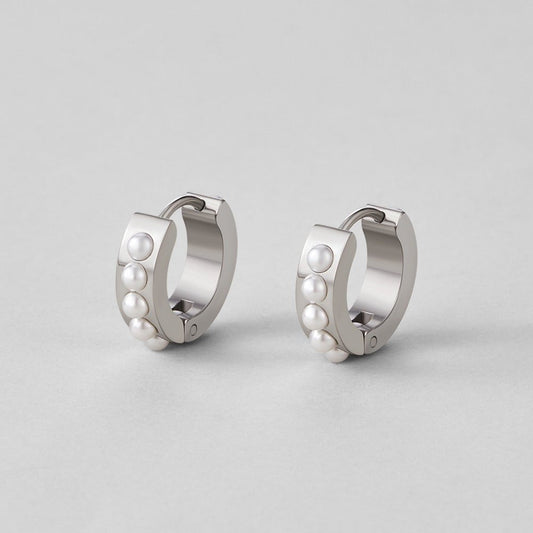 Silver Eula Pearl Hoop Earrings