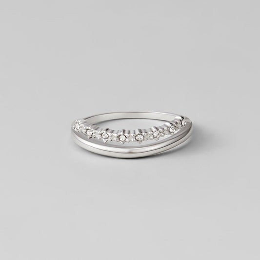 Silver Marissa White Crystal Layered Ring