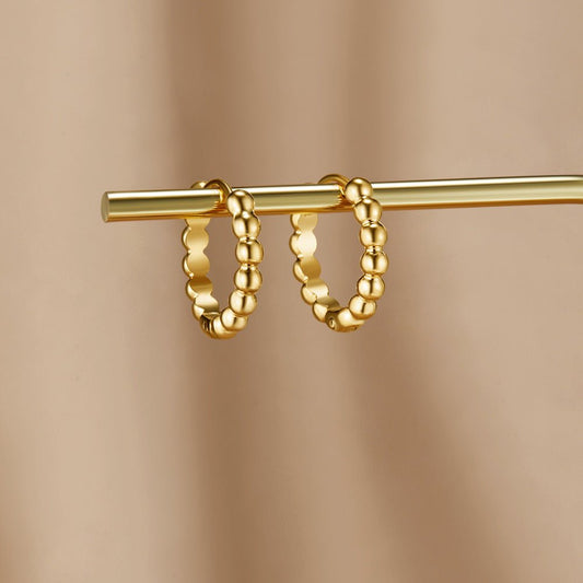 Soraya Gold Bead Hoop Earrings