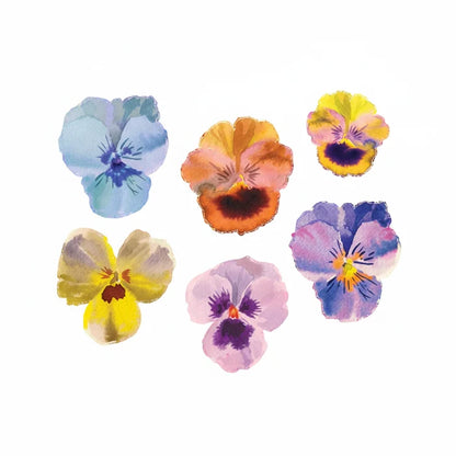 A colorful watercolor tattoo of a flower with multiple petals.