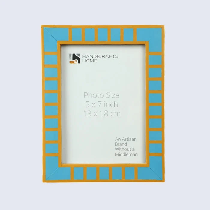 Turquoise Resin Inlay Picture Frame | Block Stripe | 4x6 5x7