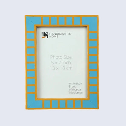 Turquoise Resin Inlay Picture Frame | Block Stripe | 4x6 5x7